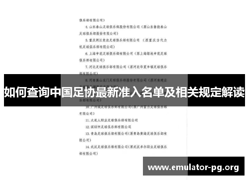如何查询中国足协最新准入名单及相关规定解读
